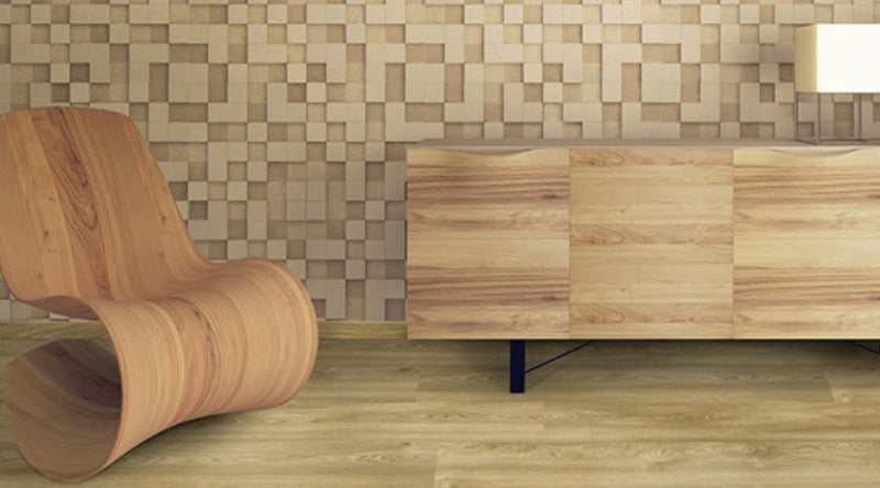 "PVC vloer met houtlook in combinatie met meubels van hout"