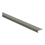 Overgangsprofiel in matte antracietgrijs met lichte houtstructuur, smalle afwerking voor vloeren.