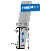 Trapkantprofiel 844 WS edelstaal verstelbare hoogte 17x35,5 mm
