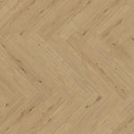 licht beige eiken vloer met visgraat patroon en subtiele noestenstructuur