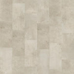 licht taupe tegelvloer met matte structuur en onregelmatig rechthoekig patroon van verschillende plankformaten