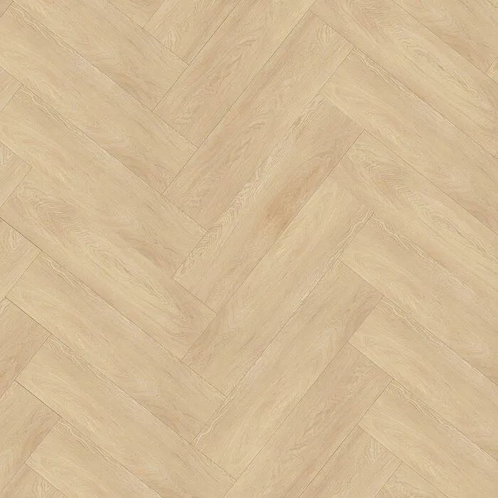 licht eiken vloer in visgraatpatroon met subtiele houtstructuur en matte afwerking