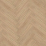 licht beige eiken visgraatvloer met subtiele houtnerfstructuur en matte afwerking