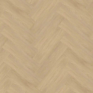 licht beige eiken visgraatvloer met een subtiele houtstructuur en smalle planken