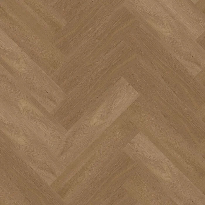licht eiken vloer in visgraatpatroon met subtiele houtstructuur en warme beige tinten