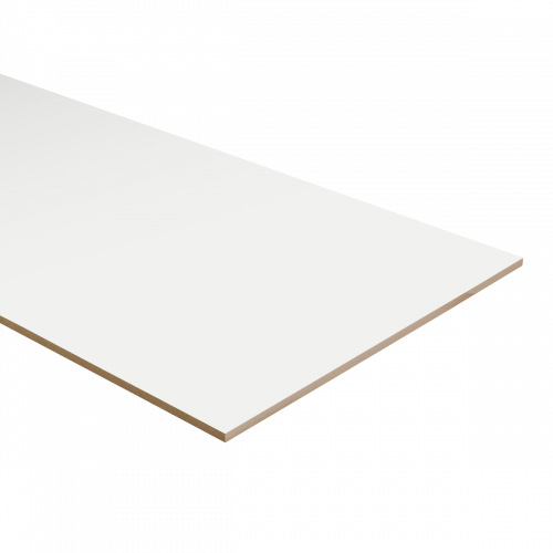 Witte ondervloerplaat met vlakke structuur en dunne zijkant zichtbaar, geschikt als isolerende en egaliserende ondervloer voor diverse soorten vloeren.