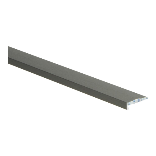 grijs metalen afwerklijst met matte structuur, smal langwerpig profiel voor vloerdelen en plinten