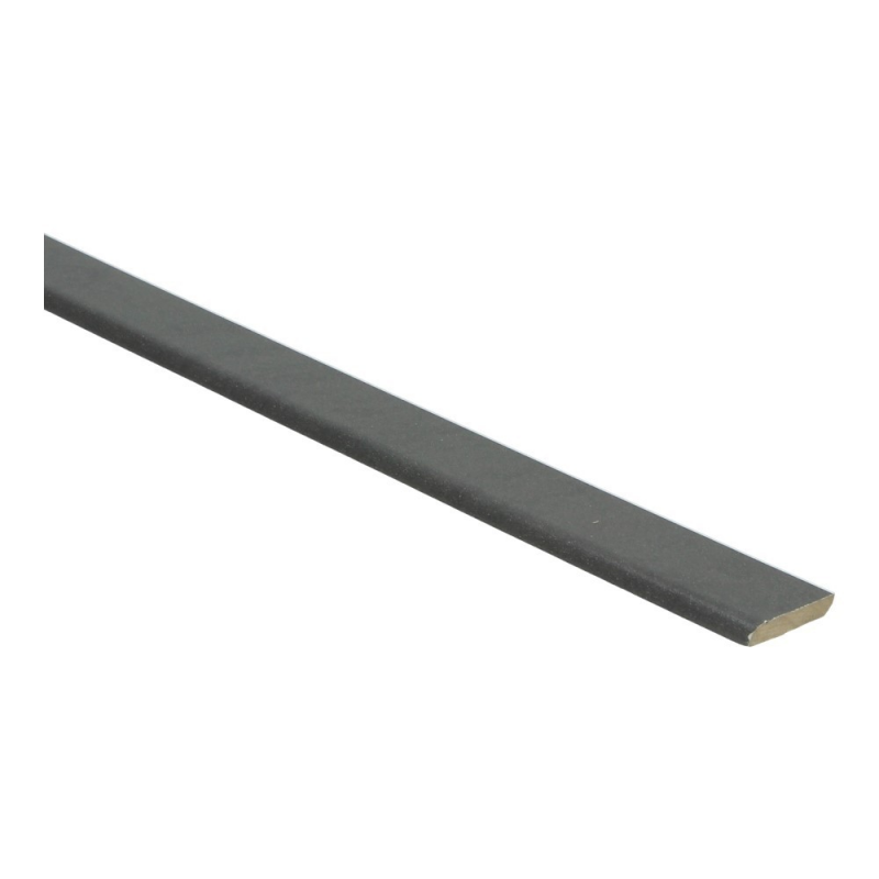 Antraciet grijs smalle plintlijst met schuine afwerking, geschikt voor vloerafwerking bij laminaat, parket of pvc vloeren.