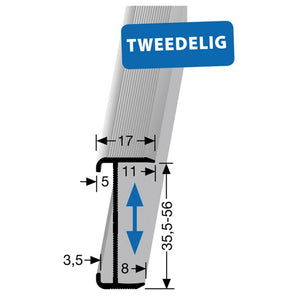 Trapkantprofiel 844 WS edelstaal verstelbare hoogte 17x 35,5 mm