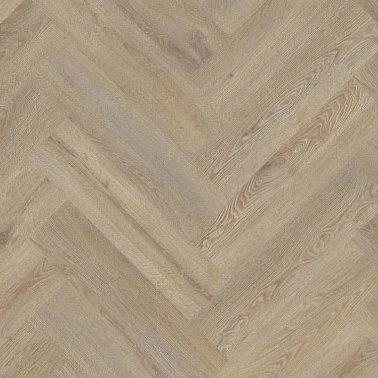 licht beige eiken visgraatvloer met fijne houtstructuur en brede planken
