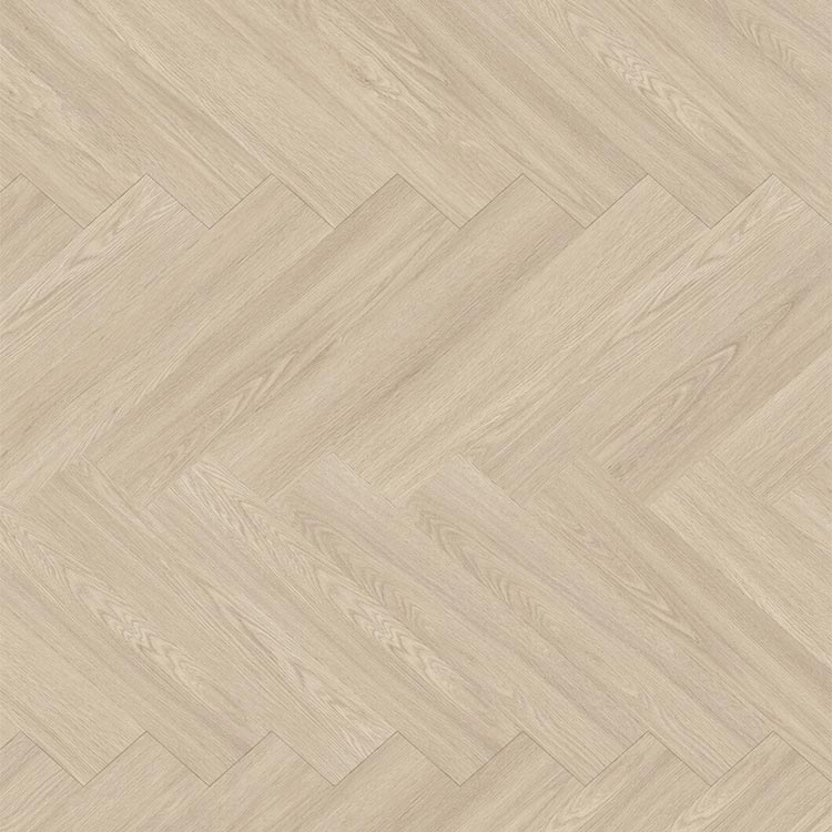 Licht eiken visgraatvloer met een fijne houtstructuur en matte afwerking.