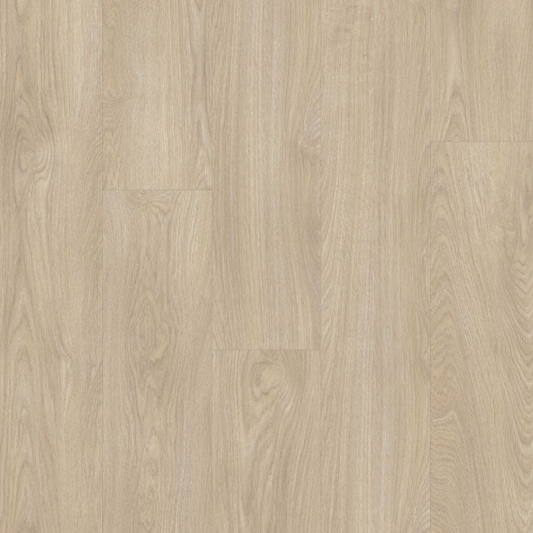 licht beige eiken vloer met natuurlijke houtnerfstructuur en brede planken in een recht gelegd patroon