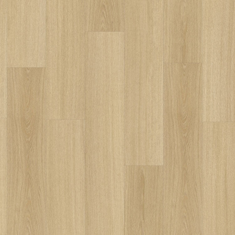 lichte beige eiken vloer met brede planken en subtiele houtnerfstructuur in patroon van rechthoekige delen