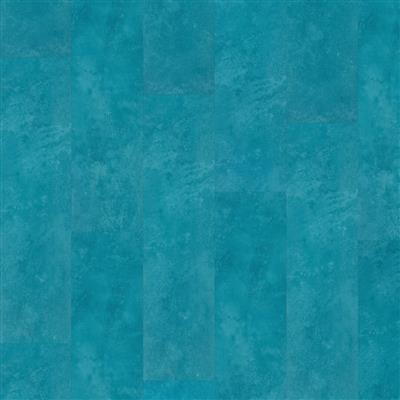 turquoise blauwe vloer met subtiele structuur en brede, lange planken in visgraatpatroon