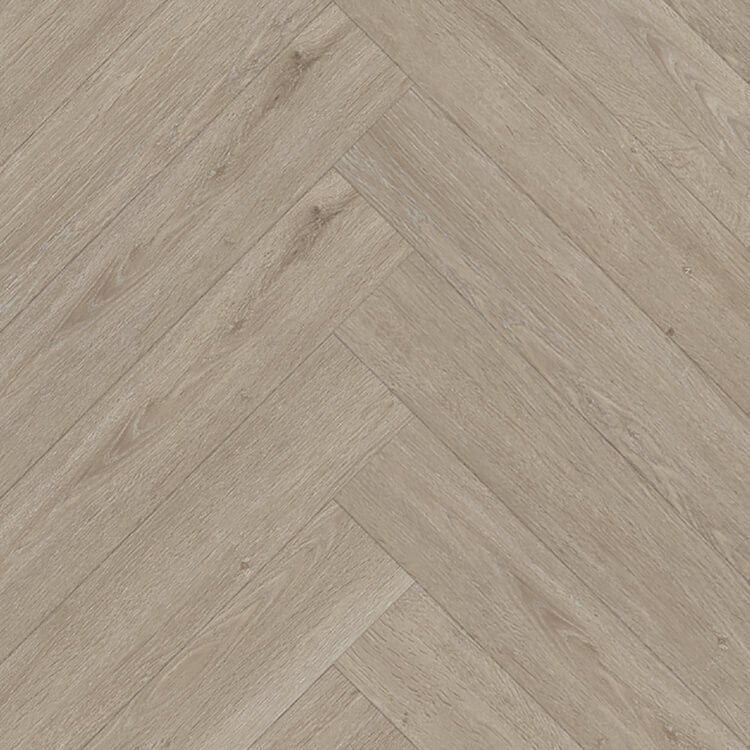 Licht beige eiken vloer met visgraat patroon en subtle houtstructuur