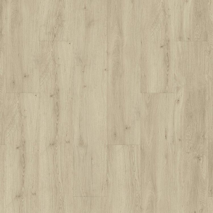 licht beige eiken vloer met brede planken en subtiele houtnerfstructuur in een rechte vloerlegging