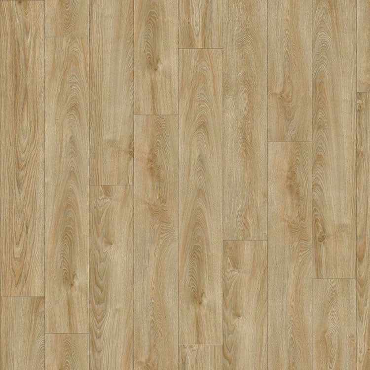 licht beige eiken vloer met smalle brede planken en zichtbare houtnerfstructuur in een recht gelegd patroon