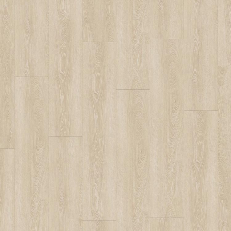 lichte beige eiken vloer met subtiele houtnerfstructuur in brede planken, strak gelegd zonder patroon
