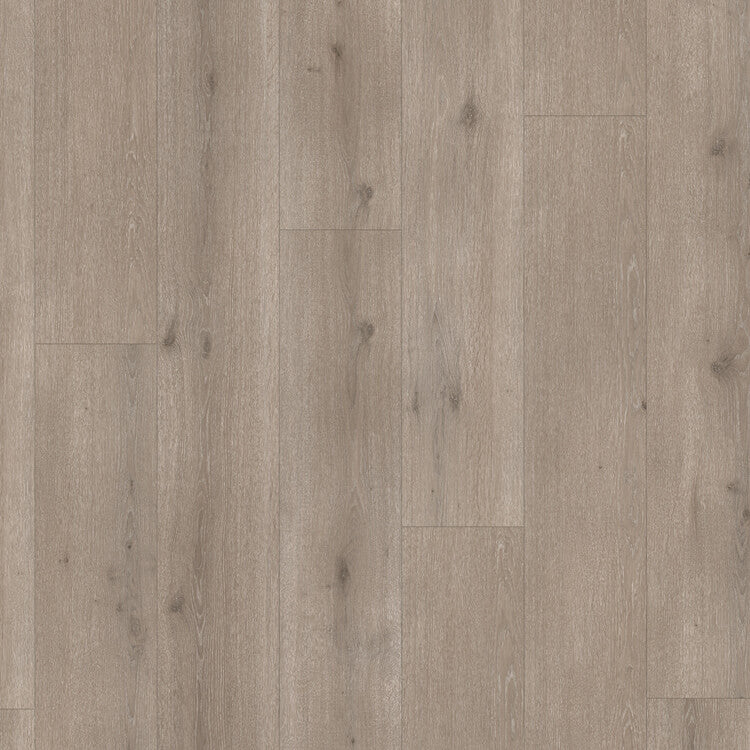 licht grijs bruin eiken vloer met smalle planken en subtiele houtnerven en knoesten in een matte structuur