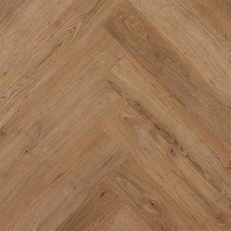licht beige eiken visgraat vloer met een subtiele houtstructuur en natuurlijke knoesten zichtbaar