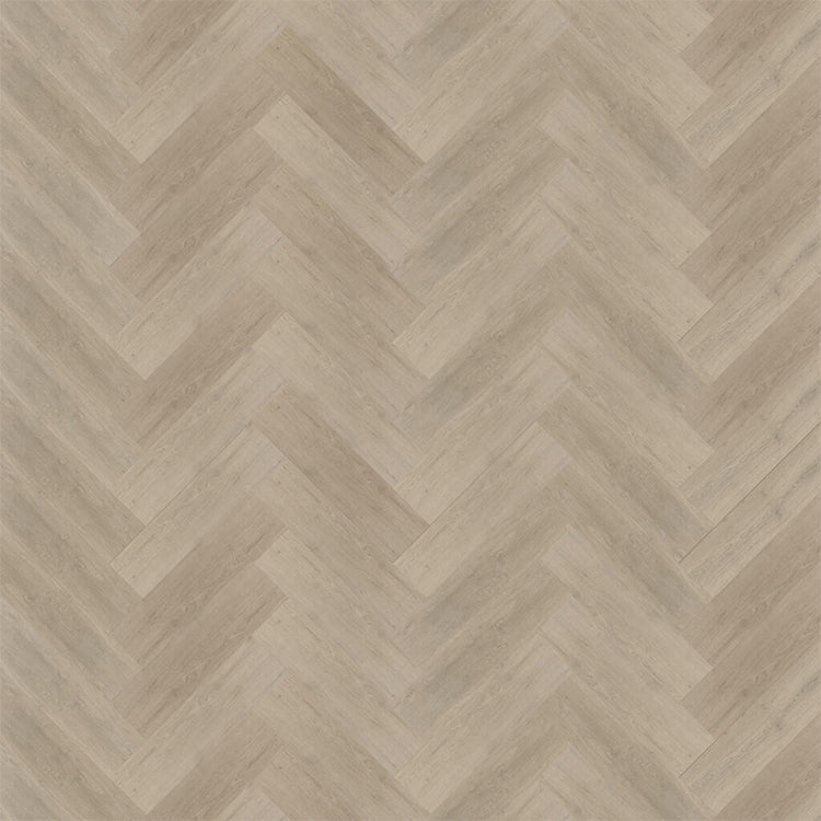licht beige eiken vloer met visgraat patroon en subtiele houtnerfstructuur