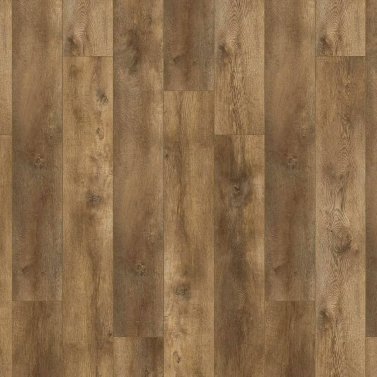 donker bruin eiken vloer met matte structuur en lichte noesten, brede planken in recht gelegd patroon