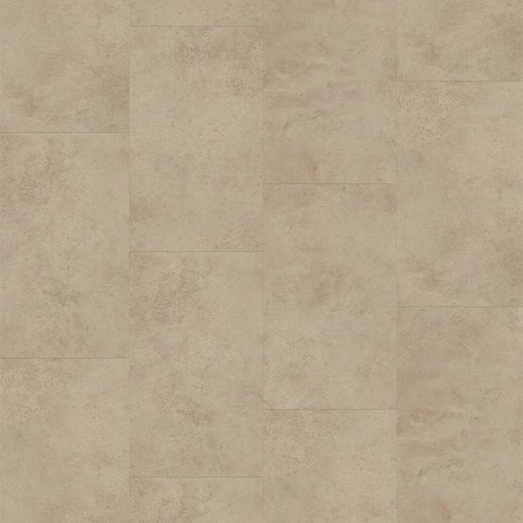 Beige tegelvloer met grote rechthoekige tegels in een subtiel gemêleerde structuur zonder opvallend patroon.