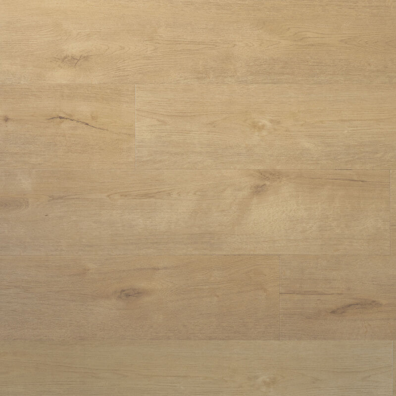 licht beige eiken vloer met brede planken en subtiele houtstructuur, natuurlijke knoesten en nerven zichtbaar
