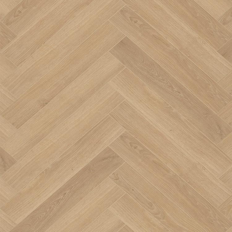 licht eiken visgraatvloer met subtiele houtnerfstructuur en matte afwerking