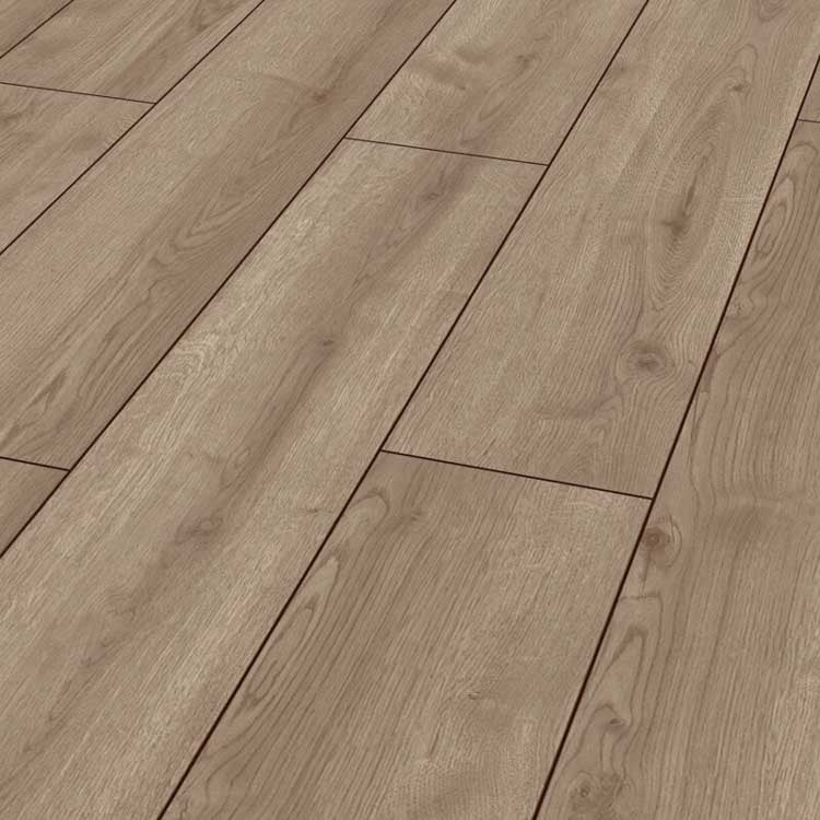 lichte beige eiken vloer met brede planken en natuurlijke nerfstructuur in langwerpig patroon