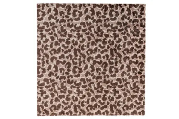 tapijt met dicht pool en luipaardprint in verschillende bruintinten