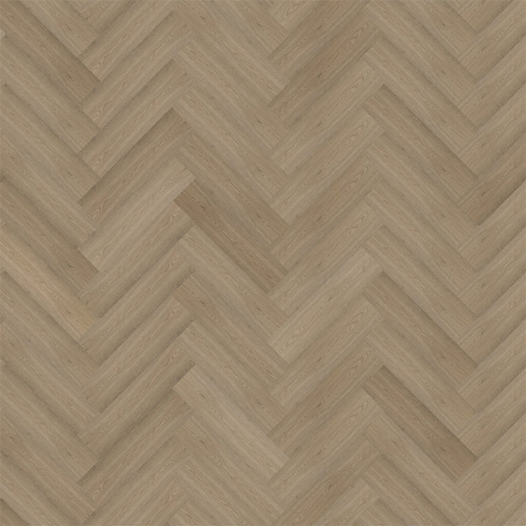 licht beige eiken visgraatvloer met subtiele houtnerfstructuur en smalle brede planken