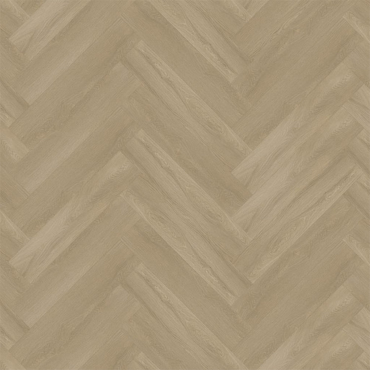 Visgraatvloer met brede planken in licht beige eiken kleur en subtiele houtnerfstructuur.