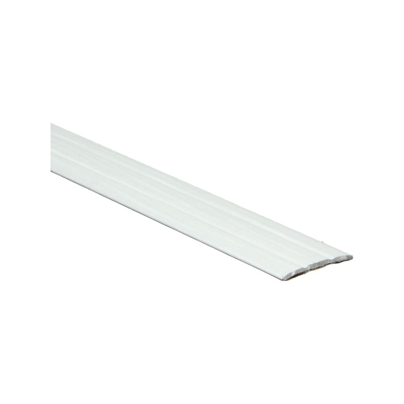 overgangsstrip in glad wit kunststof met licht gebogen profiel en subtiele lineaire structuur