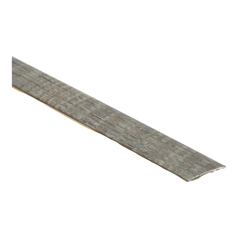 grijze pvc vloerplint met subtiele houtnerfstructuur en lichte beige accenten, smal model