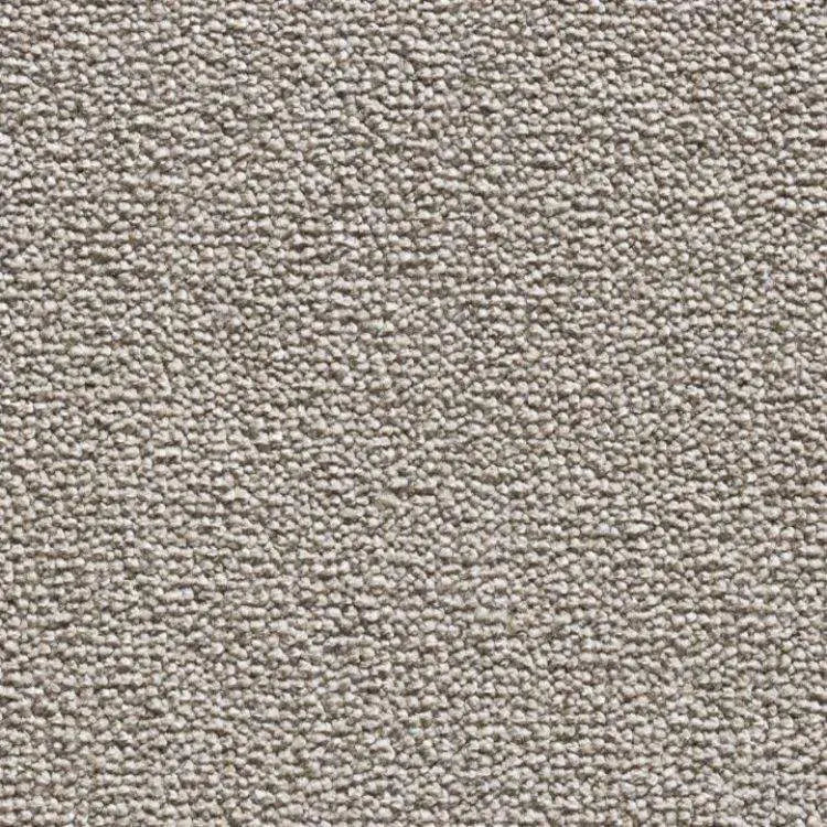 grijs beige tapijt met dicht, fijn lusstructuur patroon en een zachte, matte afwerking