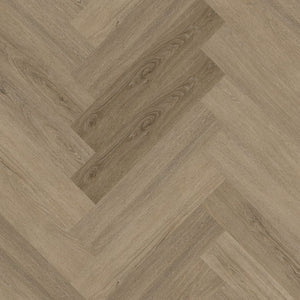 licht beige eiken vloer in visgraatpatroon met subtiele houtstructuur en fijne nerfdetails