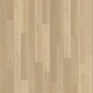 lichte beige eiken vloer met langwerpige planken en een subtiele houtnerfstructuur