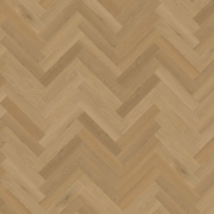 licht beige eiken visgraatvloer met smalle planken en subtiele houtnerfstructuur
