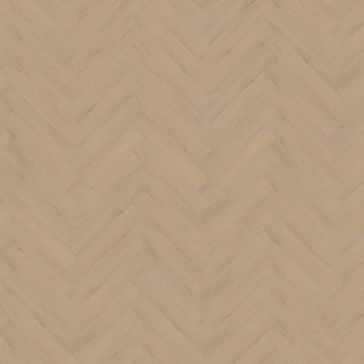 licht beige eiken visgraatvloer met subtiele houtstructuur en smalle planken