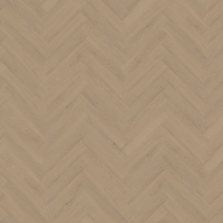 licht beige eiken visgraatvloer met subtiele houtstructuur en matte afwerking