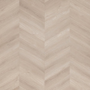 licht beige eiken visgraatvloer met een subtiele houtnerfstructuur en brede planken