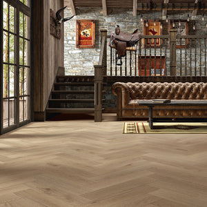 Floer Hybride Laminaat Visgraat Grijsbeige Eiken