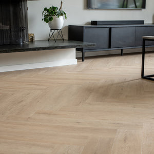 Floer - Walvisgraat- Klik PVC Gaia Grijsbeige