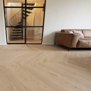 Floer - Walvisgraat- Plak PVC Gaia Grijsbeige