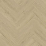 licht beige eiken vloer in visgraatpatroon met een subtiele houtstructuur en brede planken