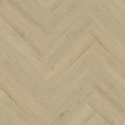 licht beige eiken vloer in visgraatpatroon met een subtiele houtstructuur en brede planken