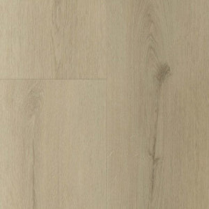 Licht beige eiken vloer met smalle planken en subtiele houtnerfstructuur, natuurlijke knoesten zichtbaar in het patroon.