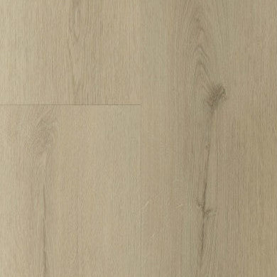 Licht beige eiken vloer met smalle planken en subtiele houtnerfstructuur, natuurlijke knoesten zichtbaar in het patroon.