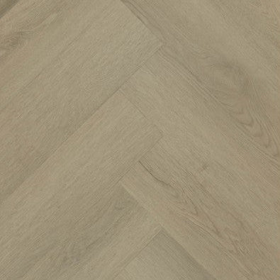 licht taupe visgraatvloer met fijne houtstructuur en subtiele noesten